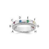 14k white gold 8 birthstone and diamond mother's ring, semi-mount jewelry with detailed craftsmanship.