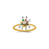 14k gold 7 birthstone flower with diamond mother’s ring mounting, featuring colorful gemstones and sparkling diamond accents.