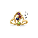 14k genuine gold mother's ring with four sparkling stones, featuring a classic design from Solomon Jewelers.