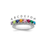 14k white gold synthetic family jewelry ring featuring intricate design, crafted by Solomon Jewelers.