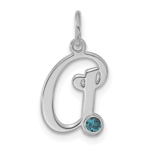 14k-white-gold-initial-with-birthstone-charm-SolomonJeweler-Wichita-KS-CustomJewelry