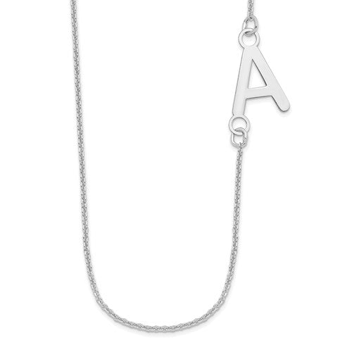 14k-white-gold-small-offset-initial-necklace-SolomonJeweler-Wichita-KS-CustomJewelry