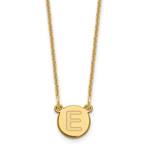 14ky-tiny-circle-block-letter-e-initial-necklace-SolomonJeweler-Wichita-KS-CustomJewelry