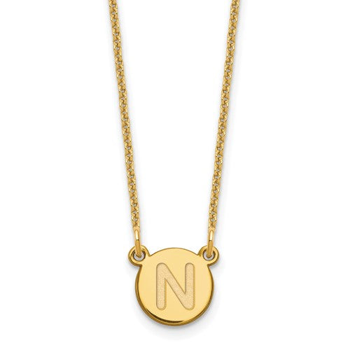14ky-tiny-circle-block-letter-n-initial-necklace-SolomonJeweler-Wichita-KS-CustomJewelry