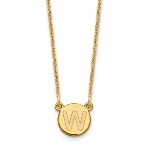 14ky-tiny-circle-block-letter-w-initial-necklace-SolomonJeweler-Wichita-KS-CustomJewelry