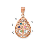 14k-rose-gold-5-birthstone-tree-of-life-tear-drop-pendant-SolomonJeweler-Wichita-KS-CustomJewelry