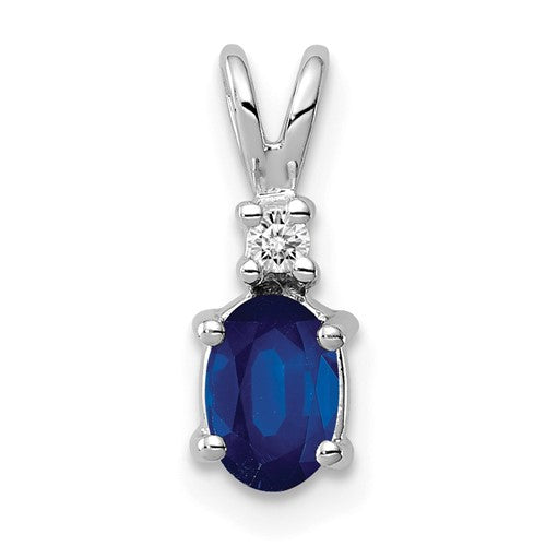 14k-white-gold-6x4mm-oval-sapphire-aa-diamond-pendant-SolomonJeweler-Wichita-KS-CustomJewelry