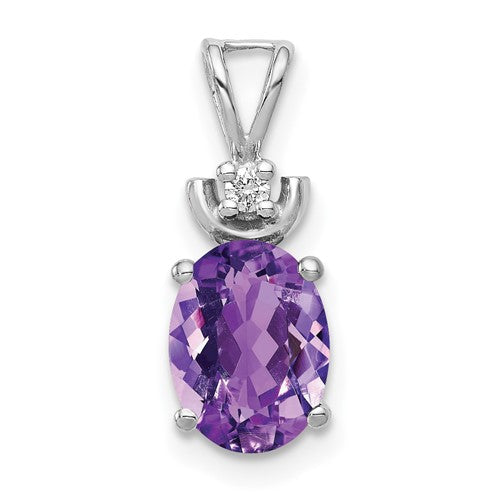 14k-white-gold-8x6mm-oval-amethyst-aa-diamond-pendant-SolomonJeweler-Wichita-KS-CustomJewelry