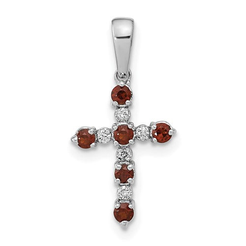 14k-white-gold-garnet-and-diamond-cross-pendant-SolomonJeweler-Wichita-KS-CustomJewelry
