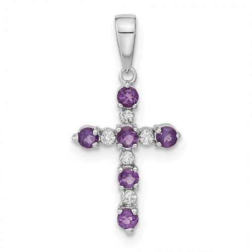 14k-white-gold-amethyst-and-diamond-cross-pendant-SolomonJeweler-Wichita-KS-CustomJewelry