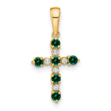 14k-lab-created-emerald-and-diamond-cross-pendant-SolomonJeweler-Wichita-KS-CustomJewelry