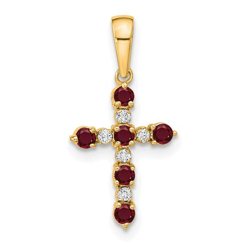 14k-lab-created-ruby-and-diamond-cross-pendant-SolomonJeweler-Wichita-KS-CustomJewelry