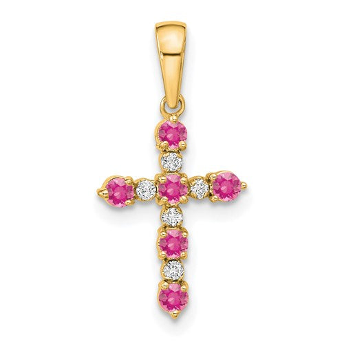 14k-pink-tourmaline-and-diamond-cross-pendant-SolomonJeweler-Wichita-KS-CustomJewelry