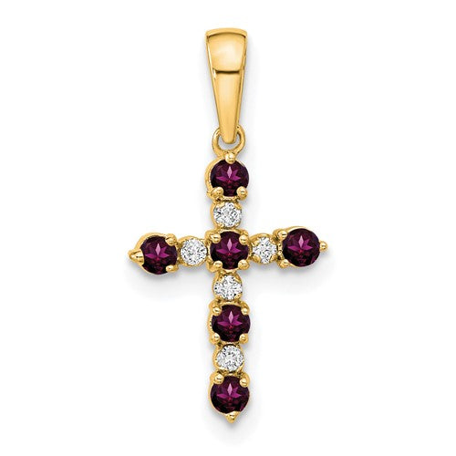 14k-rhodolite-garnet-and-diamond-cross-pendant-SolomonJeweler-Wichita-KS-CustomJewelry