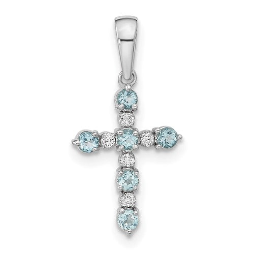 14k-white-gold-aquamarine-and-diamond-cross-pendant-SolomonJeweler-Wichita-KS-CustomJewelry