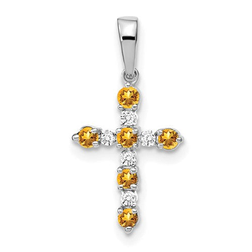 14k-white-gold-citrine-and-diamond-cross-pendant-SolomonJeweler-Wichita-KS-CustomJewelry