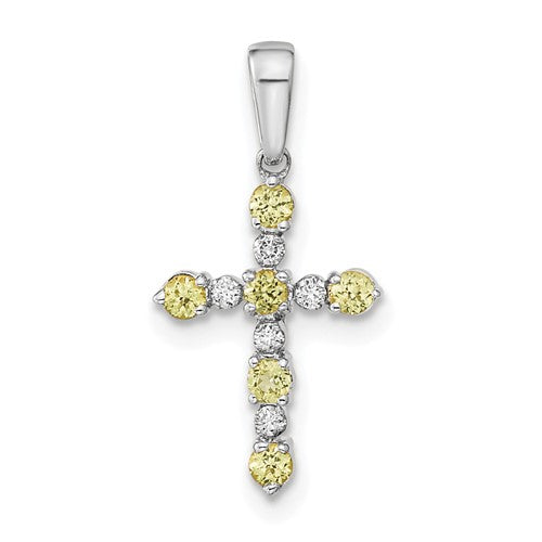 14k-white-gold-peridot-and-diamond-cross-pendant-SolomonJeweler-Wichita-KS-CustomJewelry