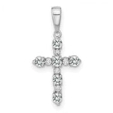 14k white gold cross pendant with white topaz and diamond accents, elegant jewelry piece from Solomon Jewelers.