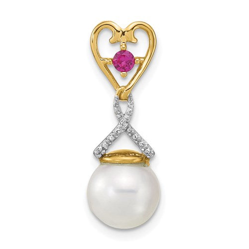 14k-diamond-8-9mm-round-fwc-pearl-lab-cr-ruby-chain-slide-SolomonJeweler-Wichita-KS-CustomJewelry