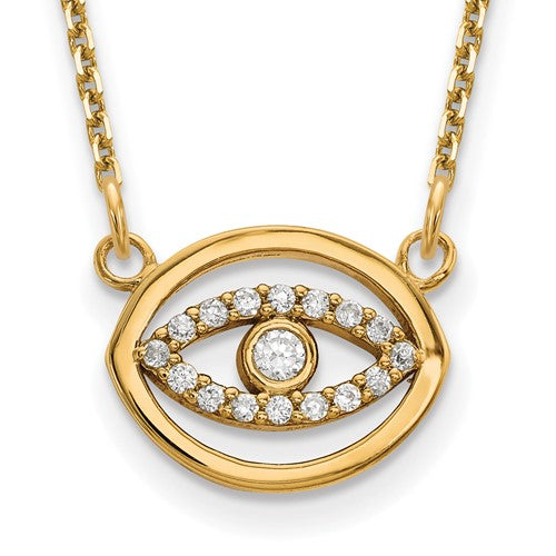 14ky-small-necklace-diamond-gold-halo-evil-eye-SolomonJeweler-Wichita-KS-CustomJewelry