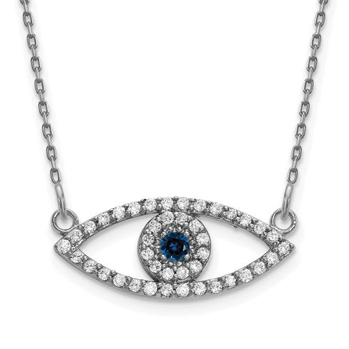 14k-white-gold-small-necklace-diamond-and-sapphire-evil-eye-SolomonJeweler-Wichita-KS-CustomJewelry