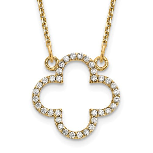 14ky-small-necklace-diamond-quatrefoil-design-SolomonJeweler-Wichita-KS-CustomJewelry