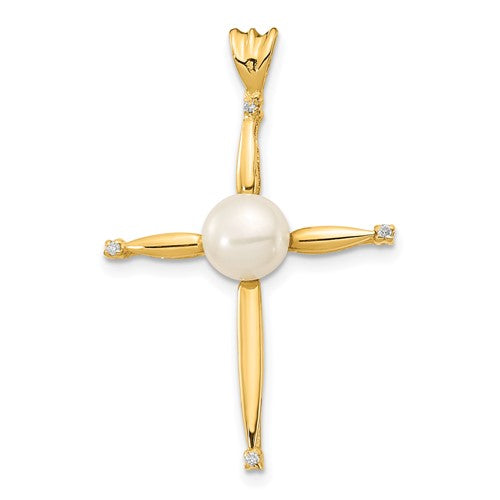 14k-6-7mm-white-button-fw-cultured-pearl-02ct-diamond-cross-pendant-SolomonJeweler-Wichita-KS-CustomJewelry