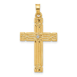 14k-polished-and-grooved-hollow-diamond-cross-pendant-SolomonJeweler-Wichita-KS-CustomJewelry