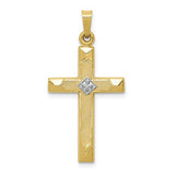 14k-textured-and-polished-diamond-cross-pendant-SolomonJeweler-Wichita-KS-CustomJewelry
