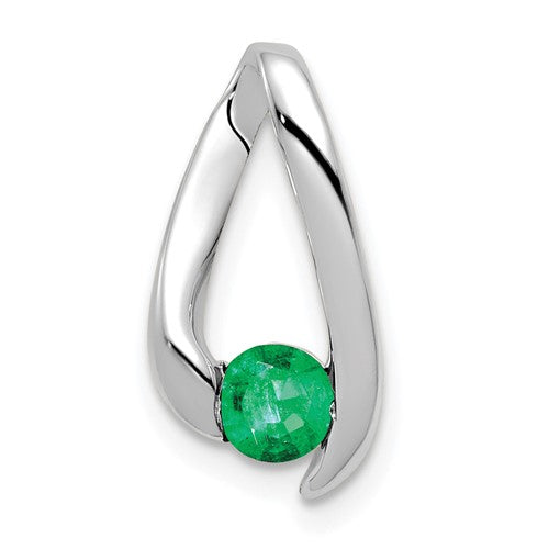 14k-white-gold-4mm-emerald-pendant-SolomonJeweler-Wichita-KS-CustomJewelry