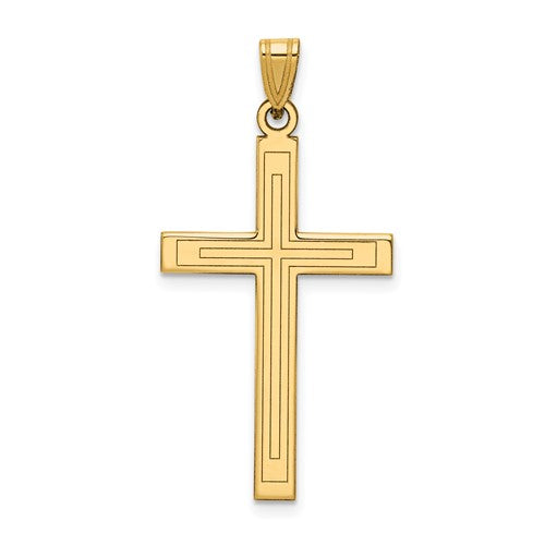 14k-solid-laser-etched-cross-pendant-SolomonJeweler-Wichita-KS-CustomJewelry