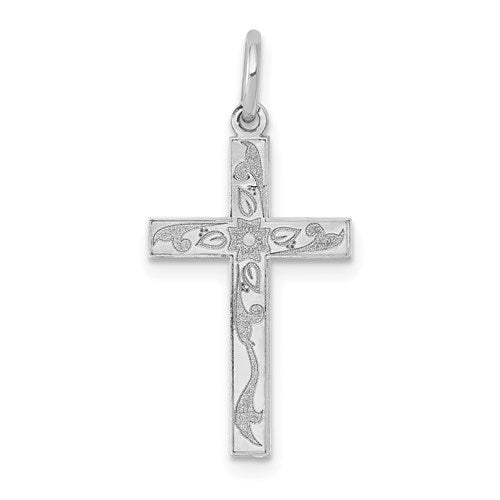 14k-white-gold-laser-designed-cross-charm-SolomonJeweler-Wichita-KS-CustomJewelry