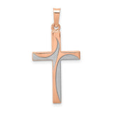 14k-rose-gold-rhodium-hollow-cross-pendant-SolomonJeweler-Wichita-KS-CustomJewelry