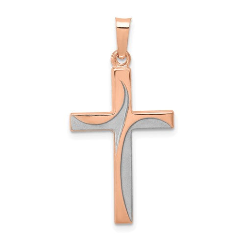 14k-rose-gold-rhodium-hollow-cross-pendant-SolomonJeweler-Wichita-KS-CustomJewelry