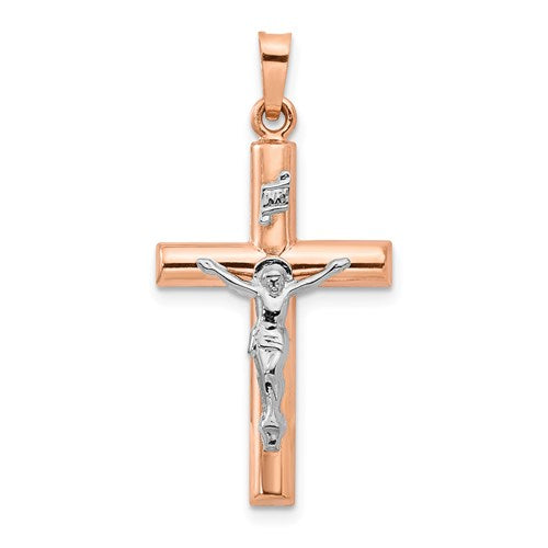 14k-two-tone-gold-hollow-crucifix-pendant-SolomonJeweler-Wichita-KS-CustomJewelry