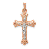 14k-two-tone-hollow-crucifix-pendant-SolomonJeweler-Wichita-KS-CustomJewelry