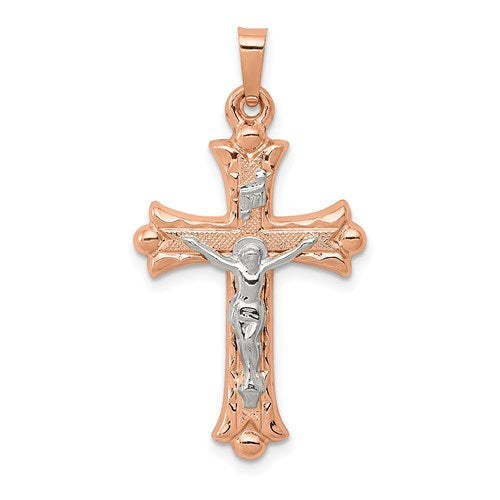 14k-two-tone-hollow-crucifix-pendant-SolomonJeweler-Wichita-KS-CustomJewelry