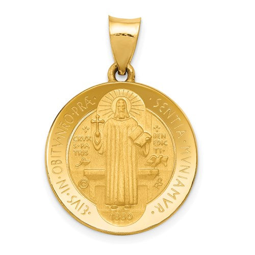 14k-polished-and-satin-st-benedict-hollow-medal-pendant-SolomonJeweler-Wichita-KS-CustomJewelry
