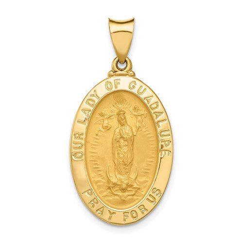 14k-polished-and-satin-our-lady-guadalupe-medal-hollow-pendant-SolomonJeweler-Wichita-KS-CustomJewelry