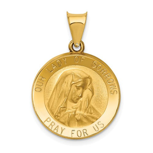 14k-polished-and-satin-our-lady-of-sorrows-medal-hollow-pendant-SolomonJeweler-Wichita-KS-CustomJewelry