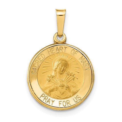 14k-polished-and-satin-sacred-heart-of-mary-medal-hollow-pendant-SolomonJeweler-Wichita-KS-CustomJewelry