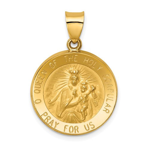 14k-queen-of-the-holy-scapular-reversible-medal-hollow-pendant-SolomonJeweler-Wichita-KS-CustomJewelry