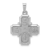 14k-white-gold-polished-satin-four-way-medal-hollow-pendant-SolomonJeweler-Wichita-KS-CustomJewelry