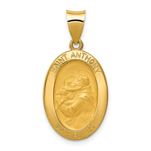 14k-polished-and-satin-st-anthony-medal-hollow-pendant-SolomonJeweler-Wichita-KS-CustomJewelry