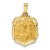 14k-polished-and-satin-st-michael-badge-medal-hollow-pendant-SolomonJeweler-Wichita-KS-CustomJewelry