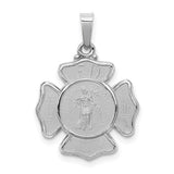 14k-white-gold-polished-and-satin-st-florian-badge-pendant-SolomonJeweler-Wichita-KS-CustomJewelry