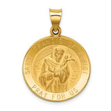 14k-polished-and-satin-st-francis-of-assisi-medal-hollow-pendant-SolomonJeweler-Wichita-KS-CustomJewelry