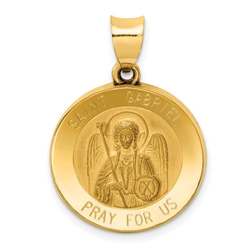 14k-polished-and-satin-st-gabriel-medal-hollow-pendant-SolomonJeweler-Wichita-KS-CustomJewelry