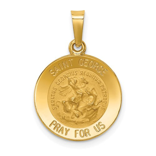 14k-polished-and-satin-st-george-medal-hollow-pendant-SolomonJeweler-Wichita-KS-CustomJewelry