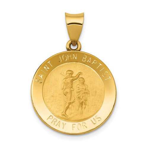 14k-polished-and-satin-st-john-baptist-medal-hollow-pendant-SolomonJeweler-Wichita-KS-CustomJewelry